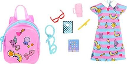 Barbie Clothes Set, School-Themed with Dress, 5 Acessories &...