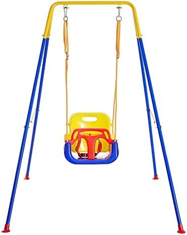 FUNLIO 3-in-1 Toddler Swing Set with 4 Sandbags, Indoor/Outd...