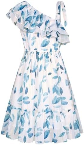 GRACE KARIN Girls Summer Dress One Shoulder Floral Ruff...