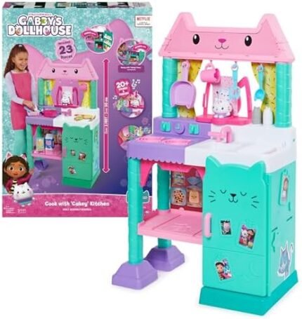 Gabby’s Dollhouse, Cakey Kitchen Set for Kids with Play...