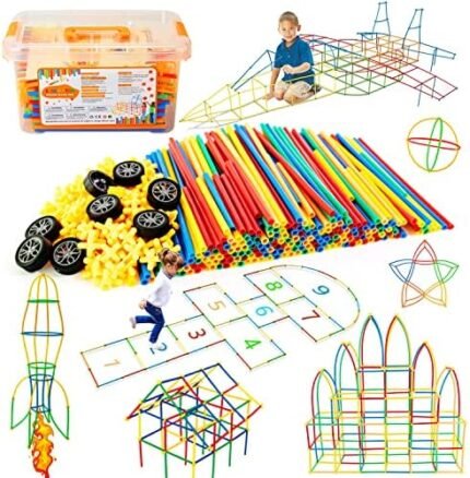 Juboury 500Pcs Straw Constructor STEM Building Toys Educatio...