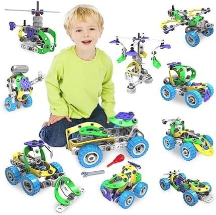 107Pcs Motorized Erector Sets for Kids Ages 4 5 6 7 8+,STEM ...