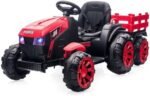 12V Kids Ride On Tractor Toys with Trailer, Kids Electric Ve...