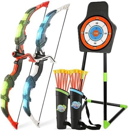 Bow and Arrow Set for Kids, 2-Pack LED Light Up Archery Set ...