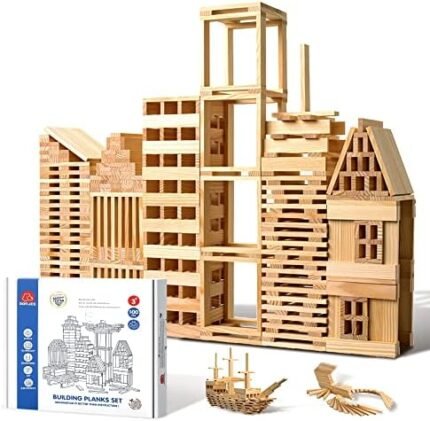 ICEKO KN 100pcs Classic Wooden Building Blocks Set,Solid STE...