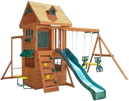 KidKraft Ridgeview Deluxe Clubhouse Wooden Swing Set/Playset…