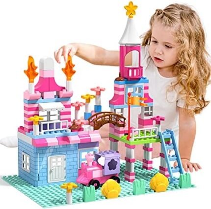 Lucky Doug Building Blocks Set for Kids Girls, 171 PCS Pink …