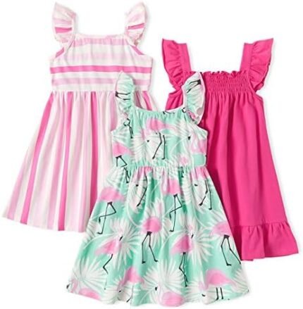 PATPAT Multipack Girl Toddler Dresses Sleeveless Flamin...