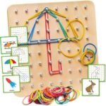 Panda Brothers Wooden Geoboard - Montessori Toys for 3 4 5 Y...